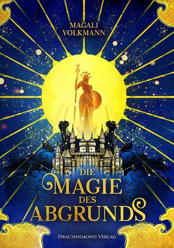 In der Mitte des Covers ist ein gelber Kreis, in dem die Statue einer Frau zu sehen ist. Sie trägt Stab, Schild und Krone. Unter dem Kreis sieht man eine Burg, darunter befindet sich der Titel. Gelbe Strahlen verlaufen vom Kreis bis zum Rand des Covers. Gelbe Verzierungen schmücken die Ecken. Der Hintergrund des Cover ist blau bis dunkelblau, durchsetzt von kleinen Sternen.